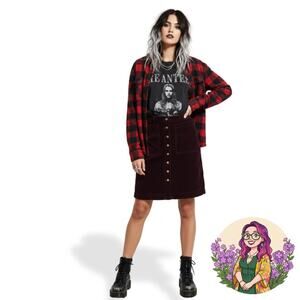 NWT Sonoma Purple 12 High Waist Corduroy Skirt Big Pockets Boho 90s Fall Core